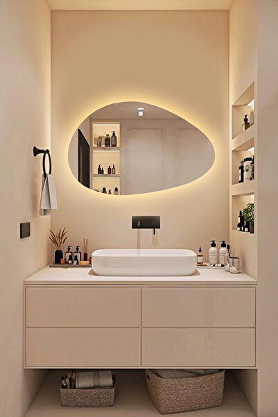 Fawdecor Premium Asimetrik LED Dekoratif Ayna - Banyo Aynası - Dresuar Aynası...