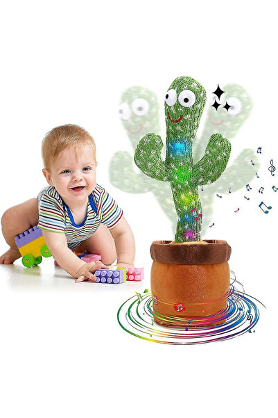 Sale4u Jucărie de pluș cactus dansator – Dansează, cântă, imită