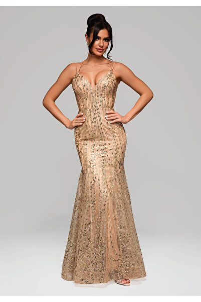 OMBRE Večerní šaty - zlaté LA-OM-DLR165