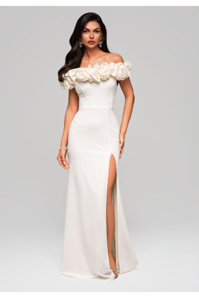 OMBRE Večerní šaty - ecru LA-OM-DLR178