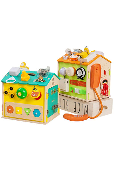 Krista Căsuță cu 22 de activități Montessori, Busy Board House, verde