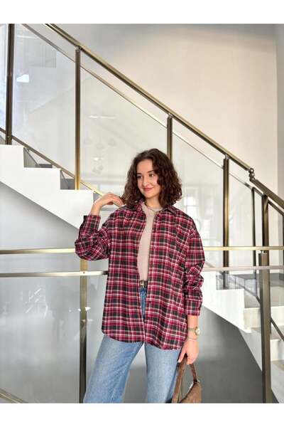 Sude Kızanlıklı Πουκάμισο ξυλοκόπο με καρό σχέδιο από 100% βαμβάκι