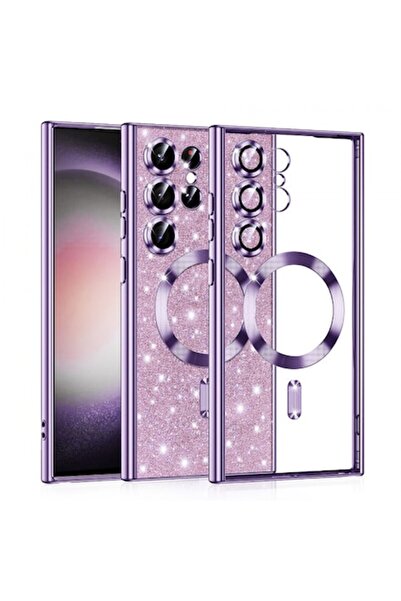 Stef's Cat Калъф MagSafe за Samsung Galaxy S23 Ultra S918, луксозен блясък, с...