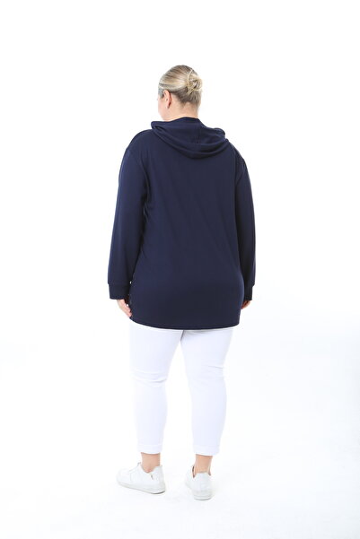 XL Modam Women Stretch Fabric Hooded Plus Size Cardigan