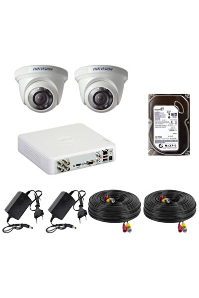 Hikvision indoor surveillance system - 2 cameras, 20m IR, complete kit with installation tutorials