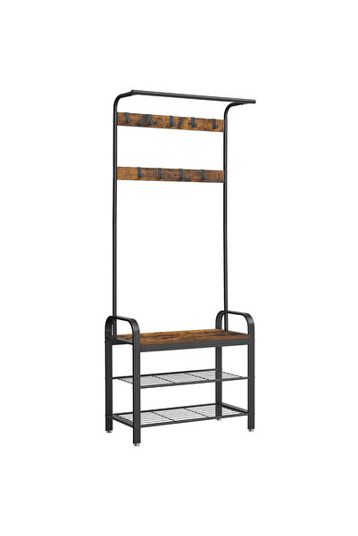 VASAGLE Cuier pentru haine, cu banc depozitare pantofi, 9 carlige detasabile,...