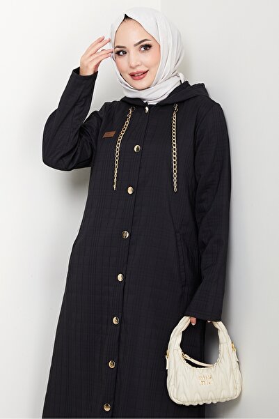 Bestenur Καπέλο με κουμπιά με λεπτομέρεια αλυσίδας 1647 - Μαύρο