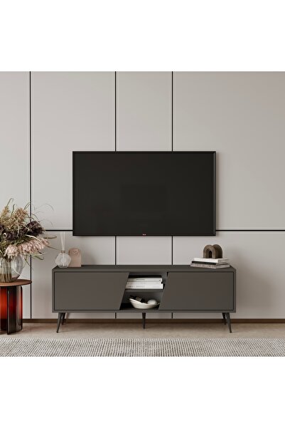 Furnitt Home Roma Gri 140 cm TV Ünitesi (100% MDF&Metal Ayak)