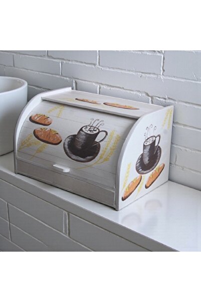Decoratiuni Vintage Casa Retro Classic bread box, multicolor white, hand-painted, without chopper, 39 cm * 18 cm * 27 cm