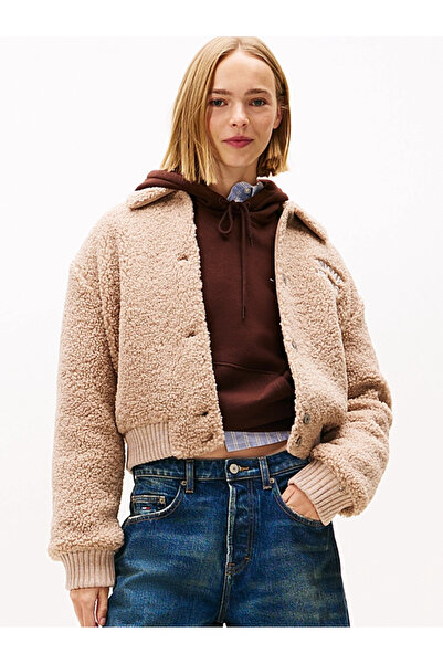 Tommy Hilfiger TJW Kürk Dokulu Kolej Stili Kadın Kahverengi Ceket DW0DW21666GUQ