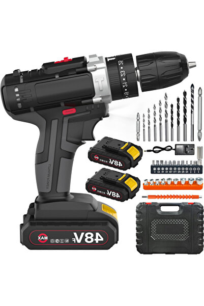 WAKYME 48V Cordless Drill, 3/8 Inch Power Drill Set with Lithium Ion Battery,...