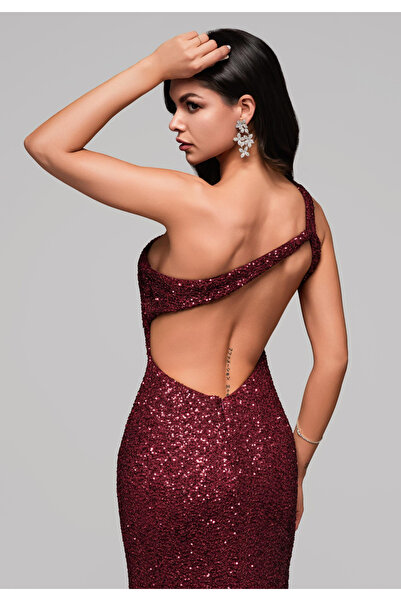 OMBRE Βραδινό φόρεμα LA-OM-DLR142 - σκούρο κόκκινο