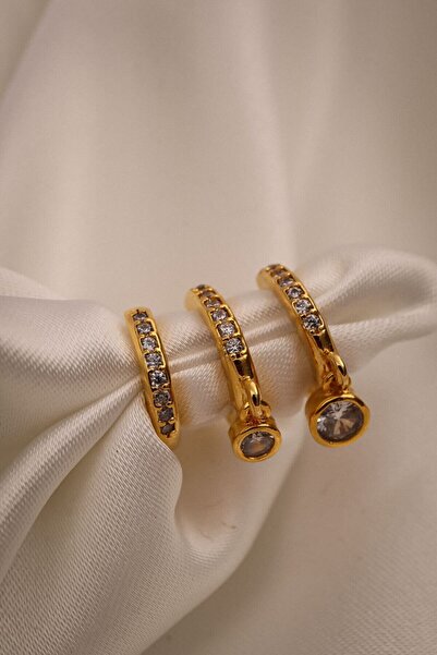 LA PERRY ACCESSORIES Single Stone Set of 3 Gold Earrings
