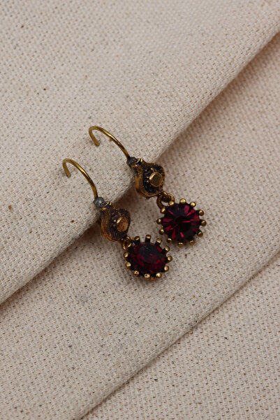 LA PERRY ACCESSORIES أقراط أصلية متدلية من الحجر الأرجواني