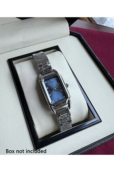 Youtrico ساعة لاباولي النسائية، ساعة مربعة أنيقة، مرصعة بالألماس والفولاذ الأزرق