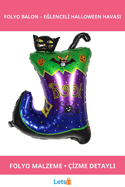 Letsii بالون فويل على شكل قطة سوداء مع أحذية للهالوين