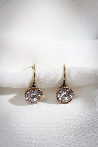 LA PERRY ACCESSORIES White Round Jewelled Authentic Earrings