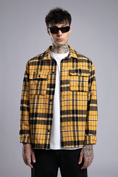 catchjeansro Cămașă flanel bărbătească oversize cu carouri