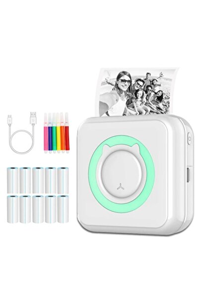 SIHOiSi Mini imprimanta termica, SIHOiSi, Wireless, Bluetooth, Compatibila Android/iOS, Alb