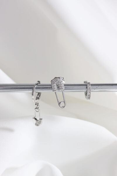 LA PERRY ACCESSORIES Vip Collection 3-Piece Zircon Jewelled Hook Model Silver...