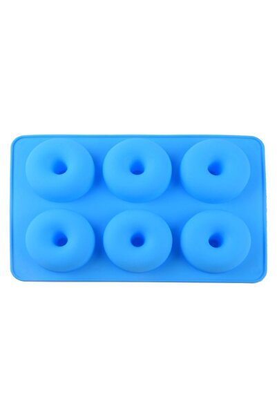 zola Silicone mould for doughnuts, temperature resistant from -40 to 230°C, 28 x 18 cm, blue