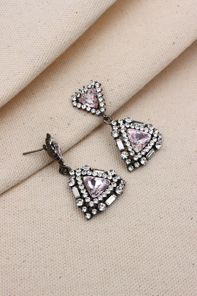 LA PERRY ACCESSORIES أقراط سهرة مثلثة الشكل مرصعة بالأحجار