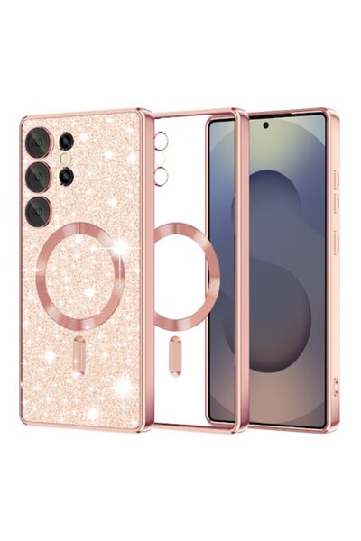 Stef's Cat MagSafe Case for Samsung Galaxy S25 Ultra S938, Luxury Glitter, Rose Gold