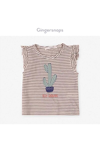 Gingersnaps Striped Cactus Print T-Shirt