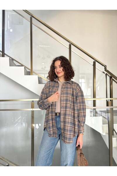 Sude Kızanlıklı Πουκάμισο ξυλοκόπο με καρό σχέδιο από 100% βαμβάκι