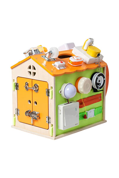 Krista Căsuță cu 22 de activități Montessori, Busy Board House, portocaliu