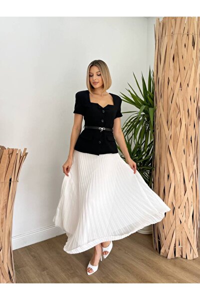 MİSSCİXFASHİON Ολόσωμο φόρεμα με πλισέ φούστα σε στυλ μπουφάν (διακοσμημένη ζ...