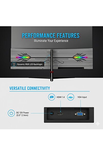 FlashHawk 24 inch IPS Computer Monitor 100Hz | RGB LED Backlighting | 1920*1080 1ms Response Time | 99% sRGB