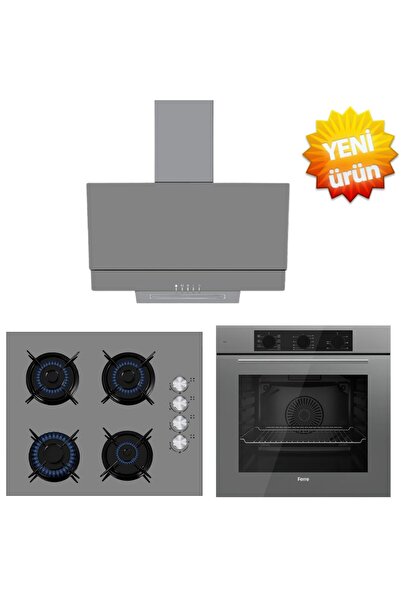 Ferre ve AFM Tech Marka / Mareo FlowArt Antrasit Gri Ankastre Set (QBL62CPR +...