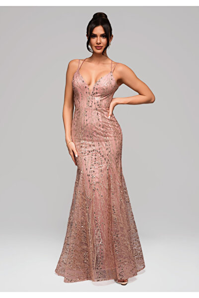 OMBRE Βραδινό φόρεμα LA-OM-DLR165 - ροζ