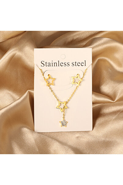 Choice 25 Cubic Zirconia Necklaces Jewelry Sets For Women Tiny Stainless Steel Gold Plated Pendant Necklace