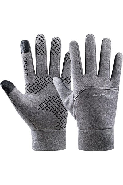 zola Warm winter gloves, touchscreen function for thumb and pointer, size XL, unisex, 24 cm, grey
