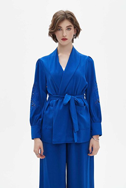 Nichii Women's Cardigan with Sleeve Details and Waist Tie