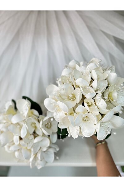 Elegance Tasarım Yapay İncili Manolya Buketi Gelin Çiçeği