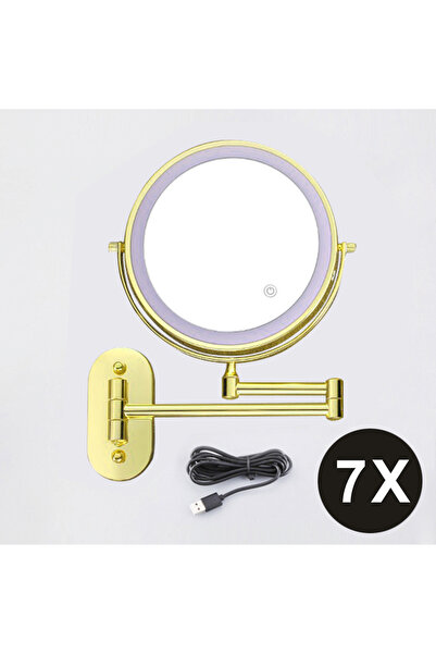 Choice6 مرآة مكياج ذهبية مقاس 8 بوصات بمنفذ USB، مكبرة 3x/5x/7x/10x، قابلة لل...
