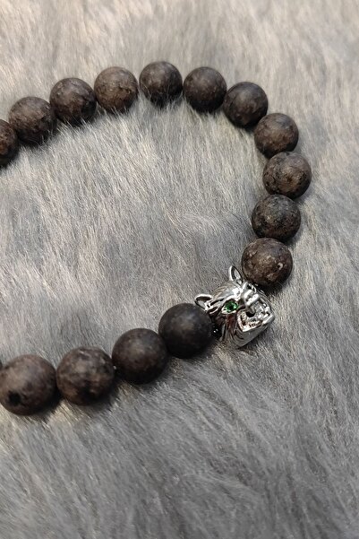 Chavin Elastic Natural Brown Jasper Stone Men's Bracelet Ey40