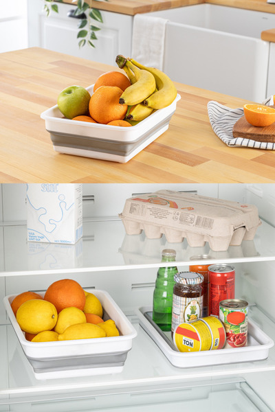 Poomy Katlanabilir Badya Seti 2'li (4 Lt + 8 Lt) Pratik Buzdolabı Dolap İçi S...