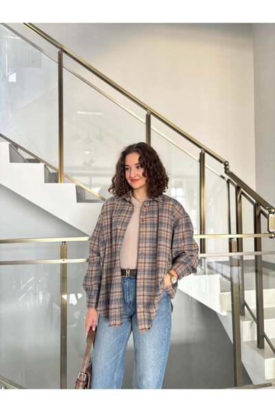 Sude Kızanlıklı Πουκάμισο ξυλοκόπο με καρό σχέδιο από 100% βαμβάκι