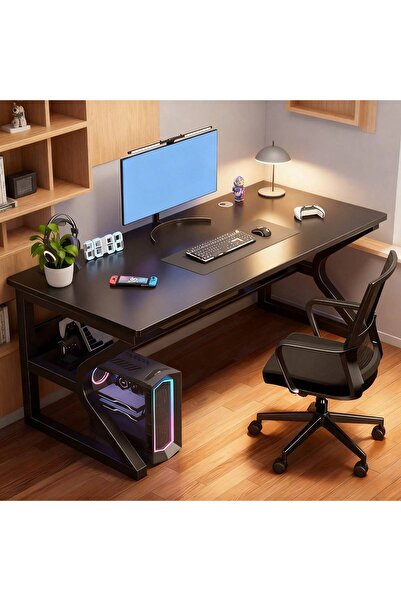Chuma Gaming Desk, Computer Table C-Shaped Table Legs Simple Game Table, Office Desk Home Desk, Black