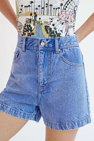 PARFOIS High-Waisted Blue Denim Shorts