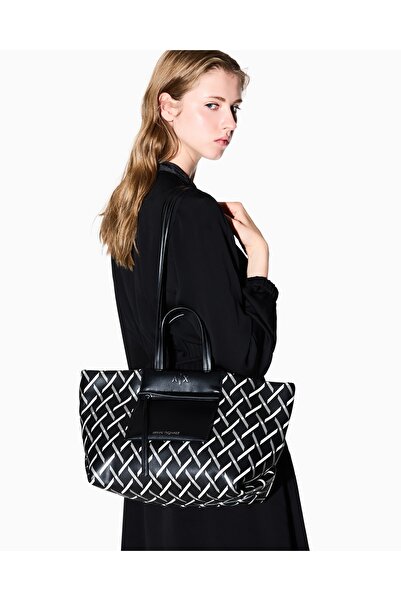 Armani Exchange Women's Extra Sling Pocket Patterned Long Shoulder Strap Black Shoulder Bag Xw001538 Af17255-Mc043