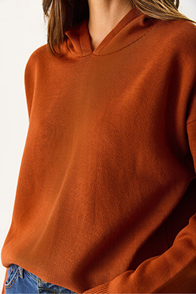 VENA Women's Angelica Hooded Regular Fit Knitwear Sweater - Tile