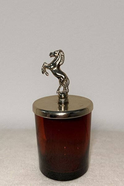 VENA KAHVERENGİ AT FİGÜRLÜ GÜMÜŞ KAPAKLI LAVANTA KOKULU MUM