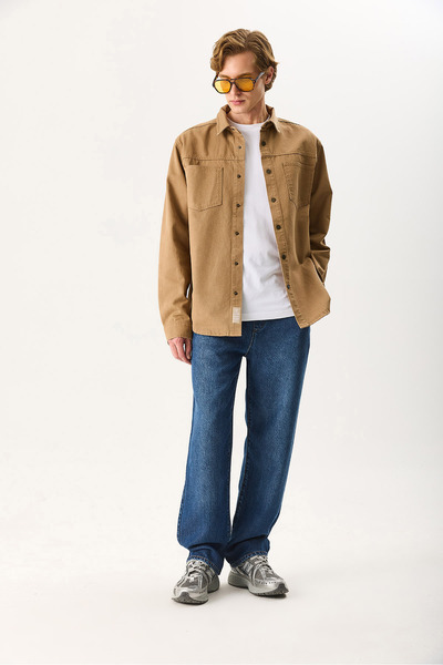 VENA Men's Steve Baggy Fit Elastic Waist Dark Blue Jean Pants 100% Lyocell - Dark Blue