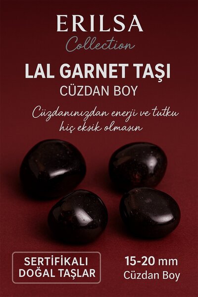 Erilsa Sertifikalı Lal Garnet Taşı Cüzdan Boy 15–20 mm – Tutku ve Enerji Taşı