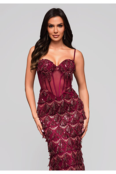OMBRE Evening dress LA-OM-DLR204 - burgundy